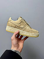 Бежеві текстильні жіночі кросівки Nike Air Force 1 Low Демісезонні кросівки Найк Аір Форс 1