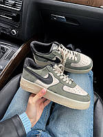 Бежеві жіночі кросівки Nike Air Force 1 Low Khaki Beige Black Демісезонні кросівки Найк Аір Форс 1