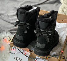 Чорні замшеві жіночі Уггі UGG Bailey Bow з Бантом