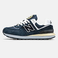 Зимові сині замшеві чоловічі кросівки New Balance 574 x Stone Island Нью Беланс 574 на хутрі
