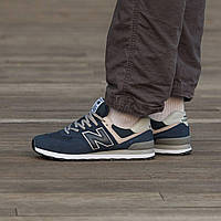 Сині замшеві чоловічі кросівки New Balance 574 classic