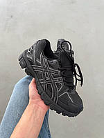 Зимові чорні шкіряні чоловічі кросівки Asics Gel-Kahana 8 на хутрі / Водоніпроникні Асікс Гель Кахана 8 Зима