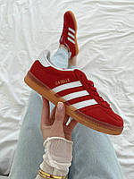 Червоні замшеві жіночі кросівки Adidas Gazelle Indoor Демісезонні кеди Адідас Газель