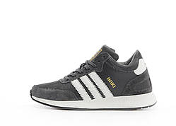 Зимові сірі чоловічі замшеві кросівки Adidas Iniki Runner