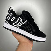 Чорні з білим замшеві жіночі кросівки DC Shoes Court Graffik Демісезонні кеди ДС Шуз