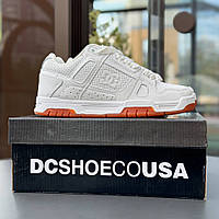 Білі шкіряні жіночі кросівки DC Shoes Stag White Демісезонні кеди ДС Шуз