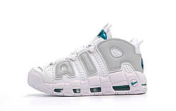 Білі з сірим шкіряні жіночі кросівки Nike Air More Uptempo
