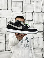 Зимові сірі шкіряні чоловічі кросівки Nike SB Dunk на хутрі