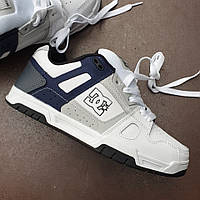 Білі шкіряні чоловічі кросівки DC Shoes Stag / Демісезонні кеди ДС Шуз