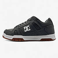 Сірі шкіряні чоловічі кросівки DC Shoes Stag / Демісезонні кеди ДС Шуз