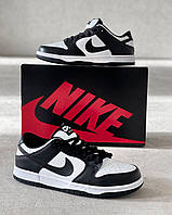 Зимові чорно-білі шкіряні чоловічі кросівки Nike SB Dunk на хутрі