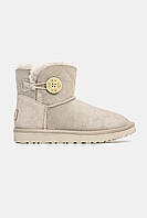 Світло-сірі замшеві жіночі Уггі UGG Mini Bailey Button Grey