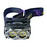 Налобний ліхтарик Police PL-182 (жовтий+білий) акумуляторний з магнітом Type-C Black, фото 2