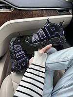 Чорні замшеві жіночі кросівки Nike Air More Uptempo Демісезонні кросівки Найк Аптемпо