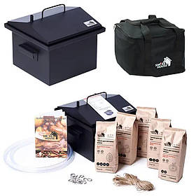 Двоярусна Коптильня для гарячого копчення зі сталі 1.5 мм. SmokeHouse S Thermo з сумкою + Подарунок