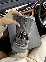 Сірі замшеві жіночі Уггі UGG Mini Grey Silver Zip з Блискавкою