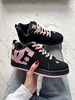 Чорні замшеві жіночі кросівки DC Shoes Court Graffik Демісезонні кеди ДС Шуз