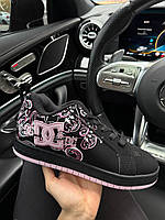 Чорні замшеві жіночі кросівки DC Shoes Court Graffik Демісезонні кеди ДС Шуз