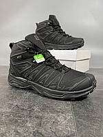 Зимові чоловічі водонепроникні чорні кросівки Salomon X Ultra Pioneer Grey Черевики Саломон на хутрі