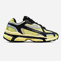 Чорно-жовті чоловічі шкіряні кросівки Lacoste L003 2k24 / Демісезонні кросівки Лакоста