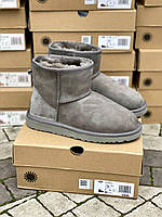 Сірі замшеві жіночі Уггі UGG MINI BAILEY BOW II GREY