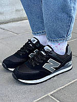 Чорні замшеві жіночі кросівки New Balance 574 legacy black