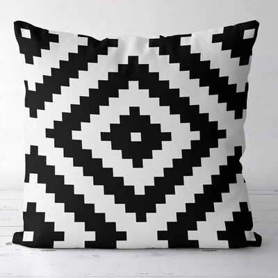Подушка з принтом 50x50 см «Чорно-білий геометричний ромб»