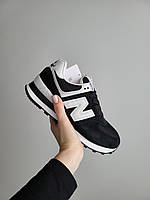 Чорні замшеві жіночі кросівки New Balance 574 legacy black