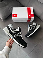 Чорні замшеві жіночі кросівки New Balance 574 legacy black