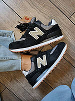 Чорні замшеві жіночі кросівки New Balance 574 legacy black