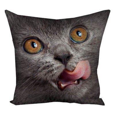 Подушка з принтом 50x50 см «Кіт, що облизується»