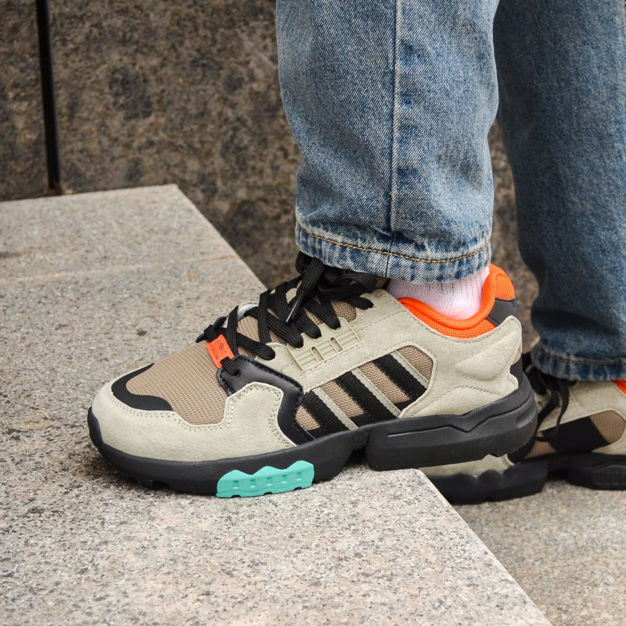 Сірі замшеві чоловічі кросівки Adidas ZX Torsion / Кросівки демісезонні Адідас Торсіон, фото 1