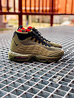 Зимові шкіряні оливкові чоловічі кросівки Nike Air Max 95 Sneakerboot Cargo Khaki Хакі