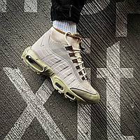 Зимові шкіряні бежеві чоловічі кросівки Nike Air Max 95 Sneakerboot