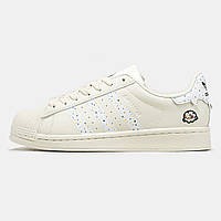 Бежеві шкіряні жіночі кросівки Adidas Superstar Cream White HP 7831