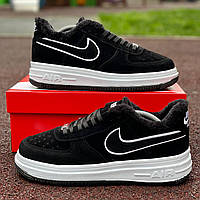 Зимові замшеві чорні чоловічі кросівки Nike Air Force Winter Low