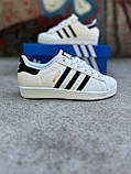 Білі шкіряні чоловічі кросівки Adidas Superstar, фото 2