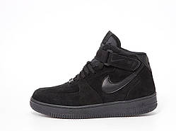 Зимові високі замшеві чорні чоловічі кросівки Nike Air Force 1 High