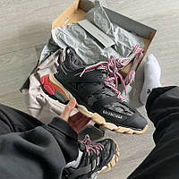 Шкіряні чорні жіночі кросівки Balenciaga Track Black Grey Red Premium