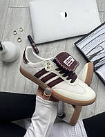 Білі замшеві жіночі кросівки Adidas Samba x Wales Bonner