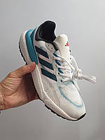 Літні білі текстильні чоловічі кросівки Adidas SolarBoost 5 White Turquoise сітка