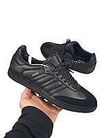 Чорні шкіряні жіночі кросівки Adidas Samba Демісезонні кеди Адідас Самба