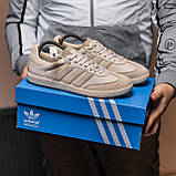 Бежеві шкіряні чоловічі кросівки Adidas Samba Демісезонні кросівки Адідас Самба, фото 5