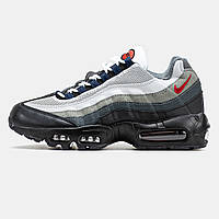 Сірі шкіряні чоловічі кросівки Nike Air Max 95 на осінь / Демісезонні Найк Аір Макс 95