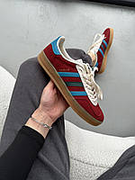 Бордові замшеві жіночі кросівки Adidas Gazelle Демісезонні кеди Адідас Газель