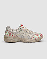 Бежеві шкіряні чоловічі кросівки Asics Gel 1090 Birch White Red
