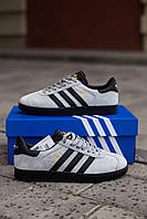 Сірі замшеві чоловічі кросівки Adidas Gazelle Демісезонні кеди Адідас Газель
