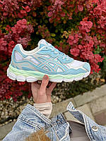 Голубі замшеві жіночі кросівки Asics Gel NYC Aquamarine