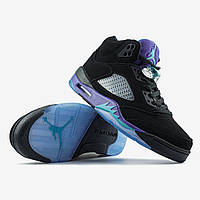 Чорні замшеві чоловічі кросівки Nike AJordan 5 Black Grape \ Найк аїр Джордан 5 Гортекс