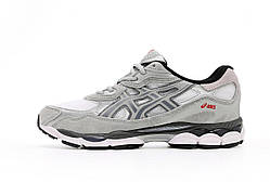 Сірі замшеві жіночі кросівки Asics Gel NYC 'White Steel Grey' демісезонні асікс гель